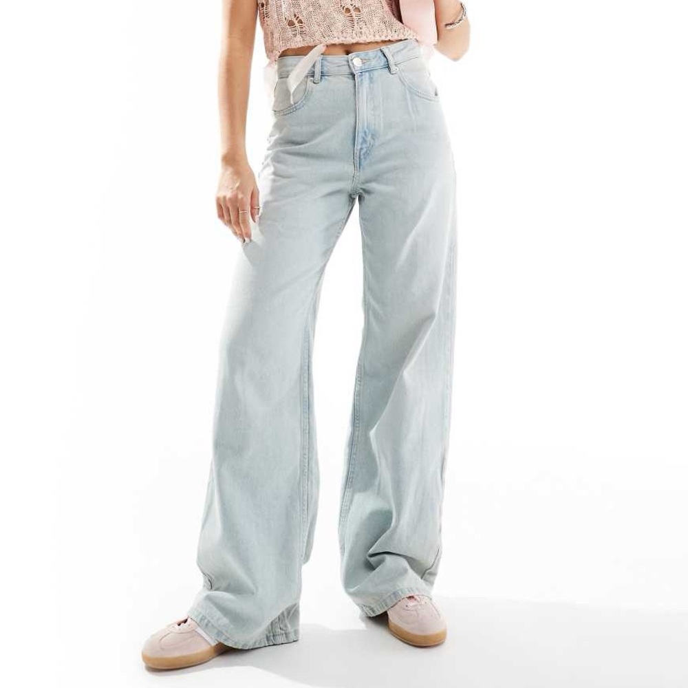 Pull&Bear Light Blue High-Rise Wide-Leg Jeans